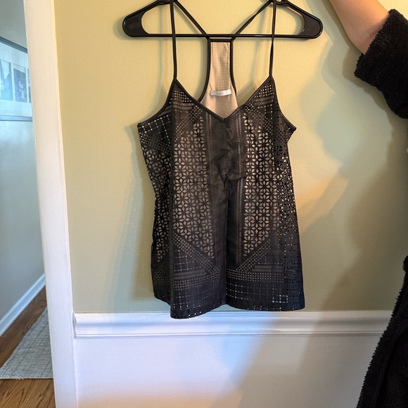 Tart black Vegan Leather Geometric Women's Top - Picture 2 of 6